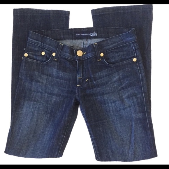 NWT Rock & Republic Victoria Beckham Gold Crown Straightleg Jeans Sz 29 (owner) - Picture 7 of 15